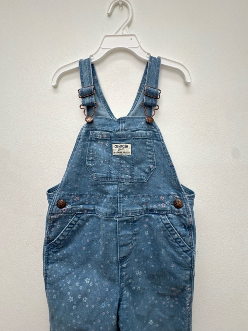 OshKosh B'gosh Light Blue Denim Floral Overalls